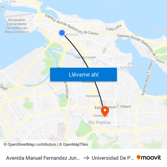 Avenida Manuel Fernandez Juncos Frente Departamento De Agricultura to Universidad De Puerto Rico - Rio Piedras map