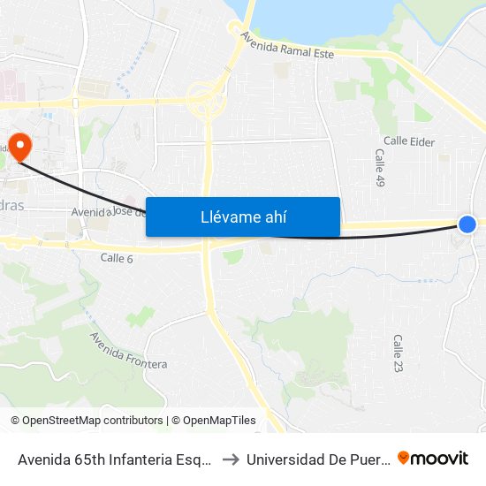 Avenida 65th Infanteria Esquina Carretera 849 (Pr-849) to Universidad De Puerto Rico - Rio Piedras map