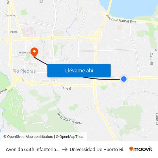 Avenida 65th Infanteria Antes Calle 7a to Universidad De Puerto Rico - Rio Piedras map