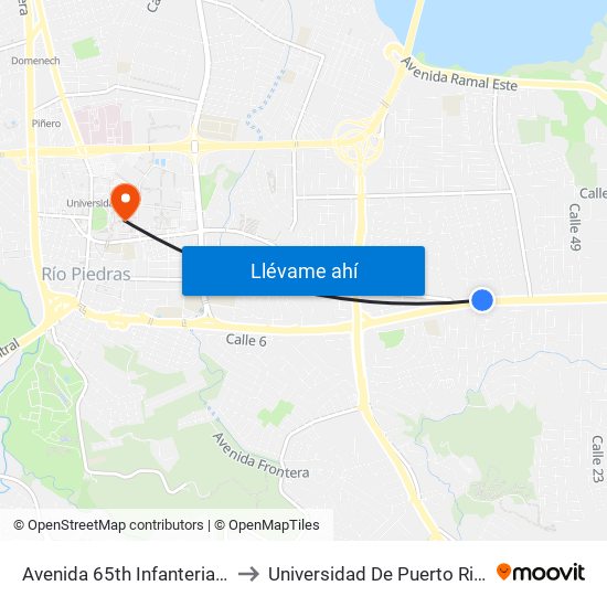 Avenida 65th Infanteria Antes Calle 7a to Universidad De Puerto Rico - Rio Piedras map