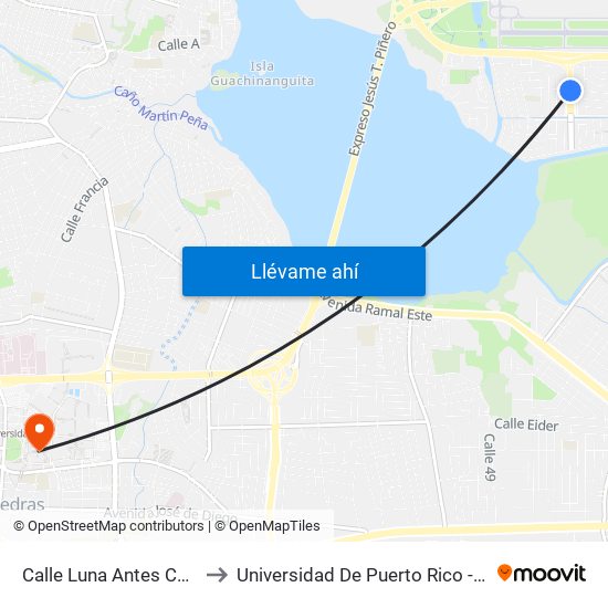 Calle Luna Antes Calle Tauro to Universidad De Puerto Rico - Rio Piedras map