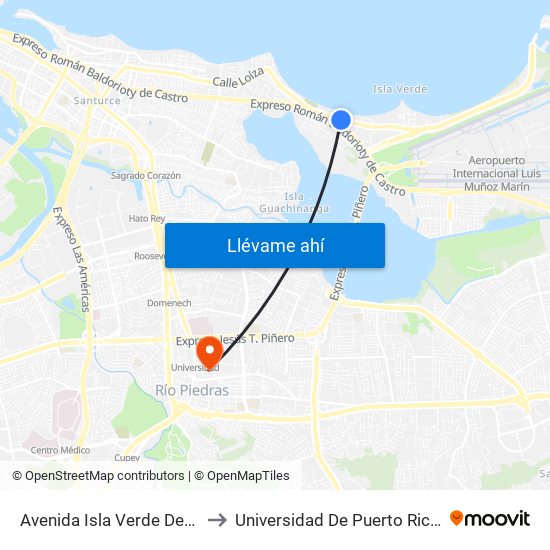 Avenida Isla Verde Despues Calle 6 to Universidad De Puerto Rico - Rio Piedras map