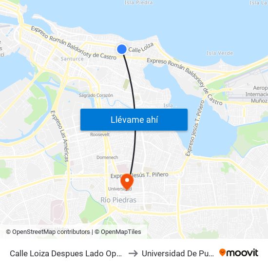 Calle Loiza Despues Lado Opuesto Calle Rampla Del Admirante to Universidad De Puerto Rico - Rio Piedras map