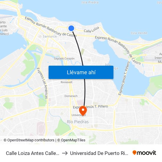 Calle Loiza Antes Calle María Moczo to Universidad De Puerto Rico - Rio Piedras map