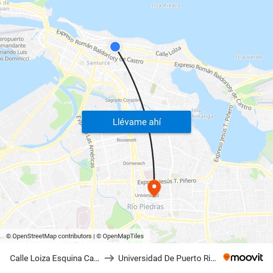 Calle Loiza Esquina Calle Del Parque to Universidad De Puerto Rico - Rio Piedras map