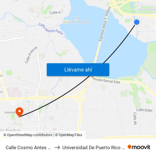 Calle Cosmo Antes Calle Luna to Universidad De Puerto Rico - Rio Piedras map