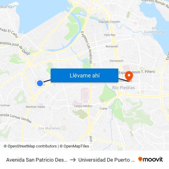 Avenida San Patricio Despues Calle Belfast to Universidad De Puerto Rico - Rio Piedras map