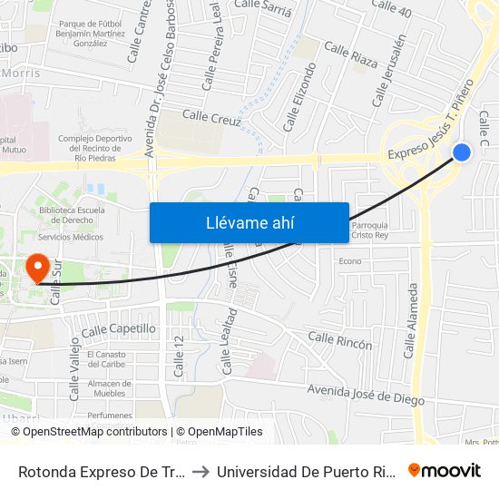 Rotonda Expreso De Trujillo (Pr-181) to Universidad De Puerto Rico - Rio Piedras map