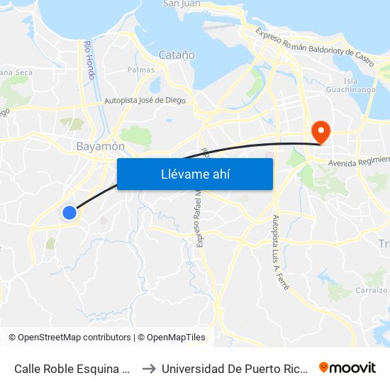 Calle Roble Esquina Calle Tulipan to Universidad De Puerto Rico - Rio Piedras map