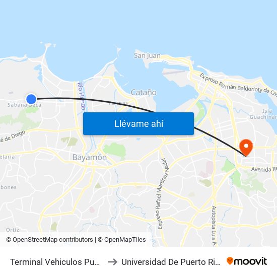 Terminal Vehiculos Publicos Toa Baja to Universidad De Puerto Rico - Rio Piedras map