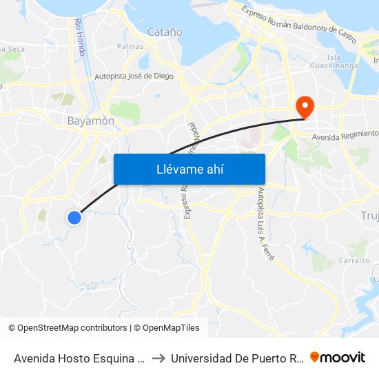 Avenida Hosto Esquina Calle Campeche to Universidad De Puerto Rico - Rio Piedras map