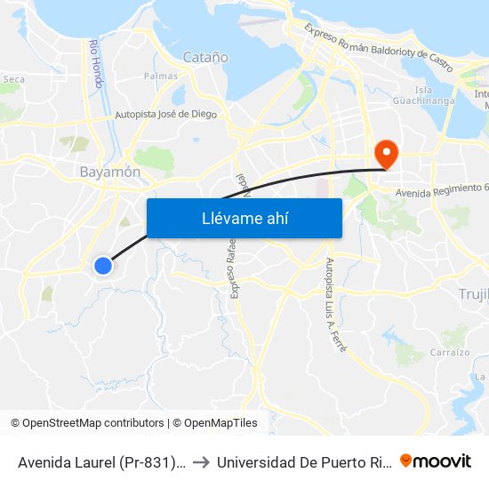 Avenida Laurel (Pr-831) Antes Calle 20 to Universidad De Puerto Rico - Rio Piedras map