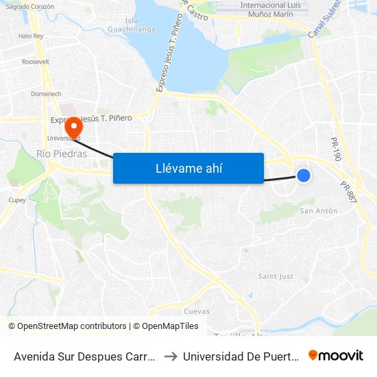 Avenida Sur Despues Carretera Pr-8 (Frente Ikea) to Universidad De Puerto Rico - Rio Piedras map