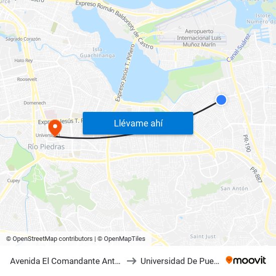 Avenida El Comandante Antes Avenida Roberto S. Vilella to Universidad De Puerto Rico - Rio Piedras map