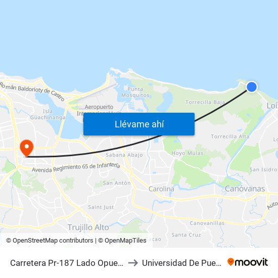 Carretera Pr-187 Lado Opuesto Negocio Aqui Me Quedo to Universidad De Puerto Rico - Rio Piedras map