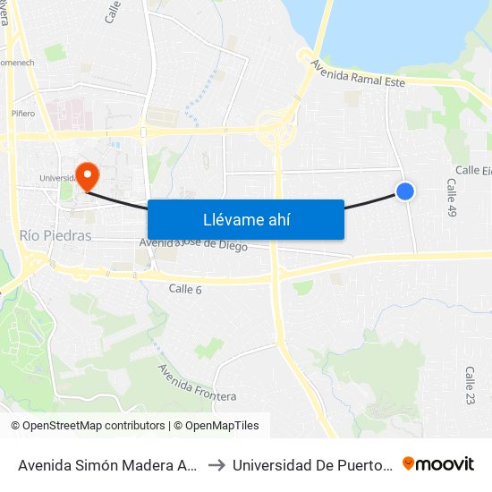 Avenida Simón Madera Antes Calle Granados to Universidad De Puerto Rico - Rio Piedras map