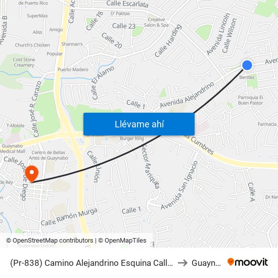 (Pr-838) Camino Alejandrino Esquina Calle San Jose to Guaynabo map