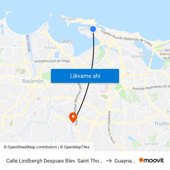 Calle Lindbergh Despues Blev. Saint Thomas to Guaynabo map