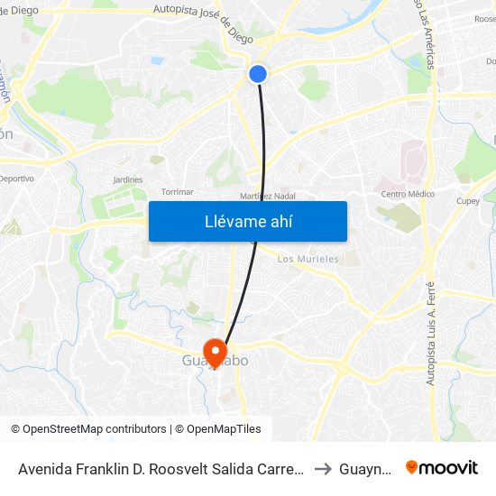 Avenida Franklin D. Roosvelt Salida Carretera Pr-2 to Guaynabo map