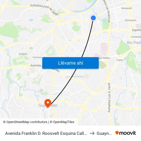 Avenida Franklin D. Roosvelt Esquina Calle 19 N.E. to Guaynabo map