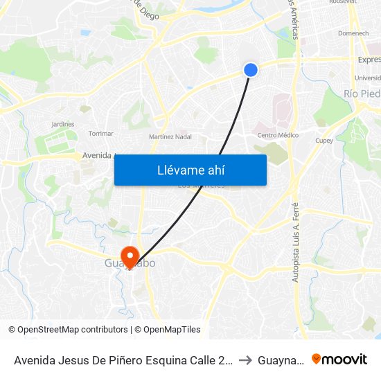 Avenida Jesus De Piñero Esquina Calle 25 S.E. to Guaynabo map