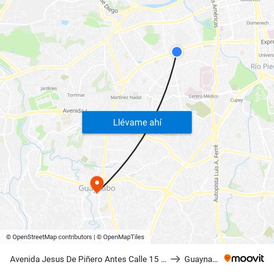 Avenida Jesus De Piñero Antes Calle 15 S.E. to Guaynabo map