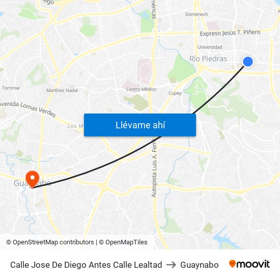 Calle Jose De Diego Antes Calle Lealtad to Guaynabo map