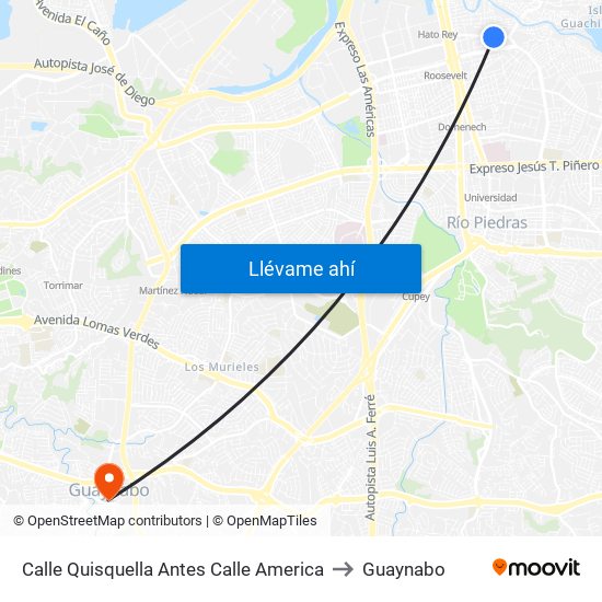 Calle Quisquella Antes Calle America to Guaynabo map