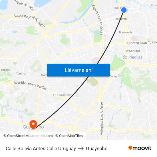 Calle Bolivia Antes Calle Uruguay to Guaynabo map