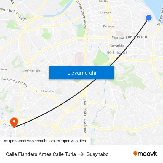 Calle Flanders Antes Calle Turia to Guaynabo map