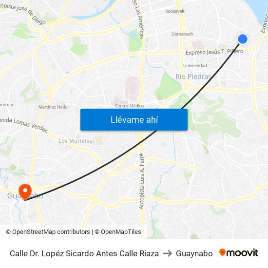 Calle Dr. Lopéz Sicardo Antes Calle Riaza to Guaynabo map
