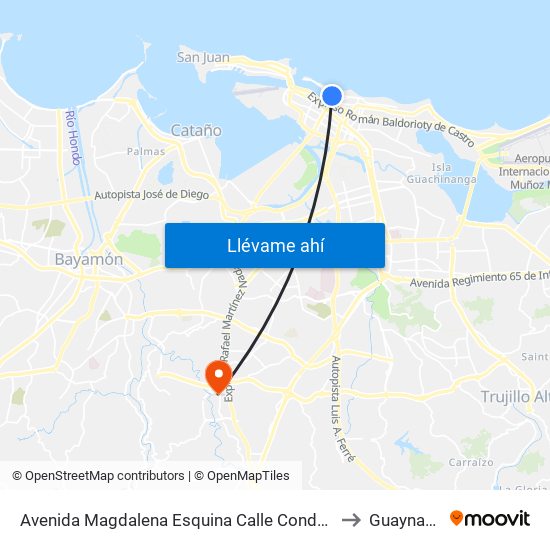 Avenida Magdalena Esquina Calle Condado to Guaynabo map