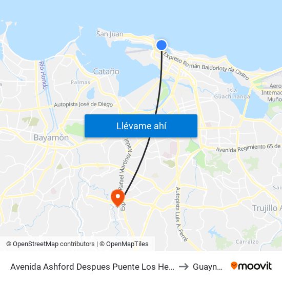 Avenida Ashford Despues Puente Los Hermanos to Guaynabo map