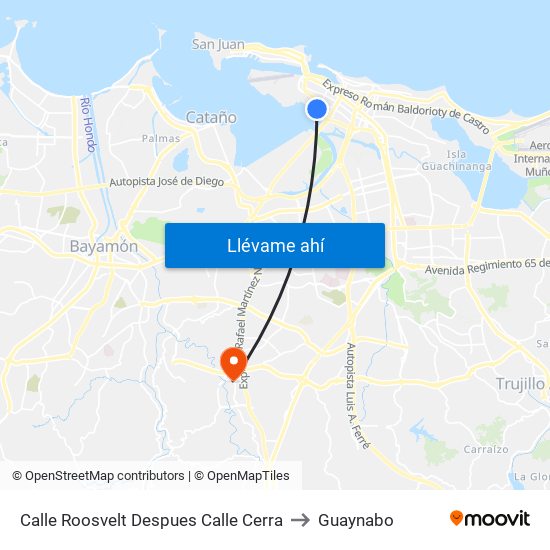 Calle Roosvelt Despues Calle Cerra to Guaynabo map