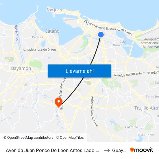 Avenida Juan Ponce De Leon  Antes Lado Opuesto Calle Bouret to Guaynabo map