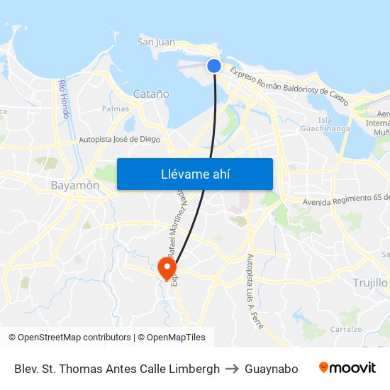 Blev. St. Thomas Antes Calle Limbergh to Guaynabo map