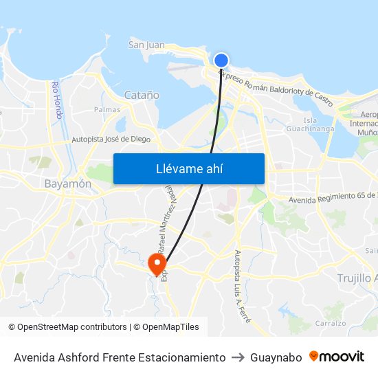 Avenida Ashford Frente Estacionamiento to Guaynabo map