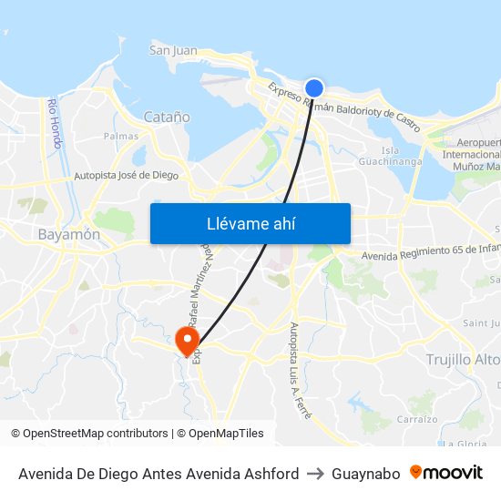 Avenida De Diego Antes Avenida Ashford to Guaynabo map