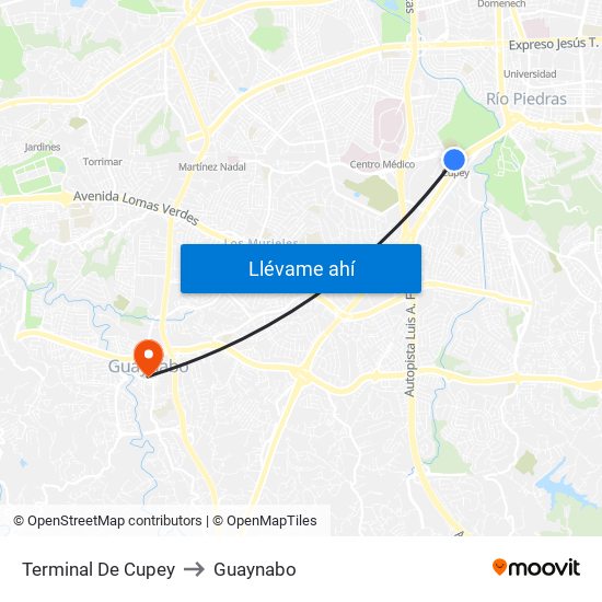 Terminal De Cupey to Guaynabo map