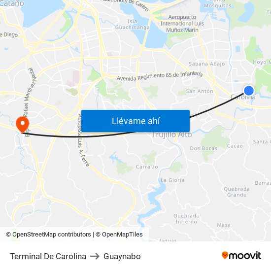 Terminal De Carolina to Guaynabo map