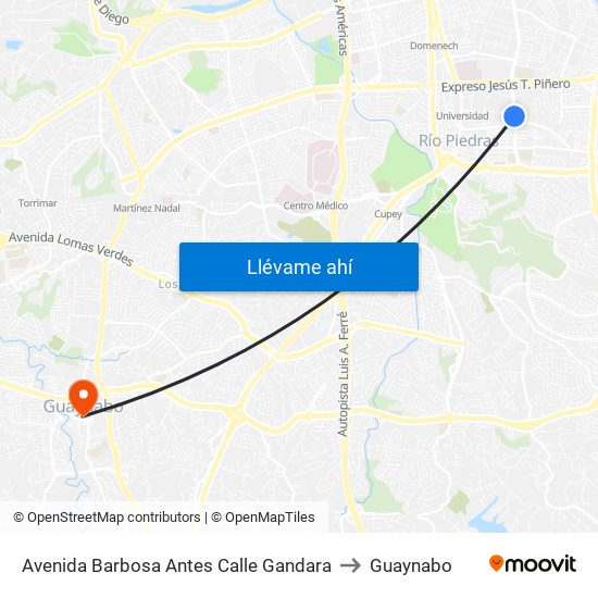 Avenida Barbosa Antes Calle Gandara to Guaynabo map