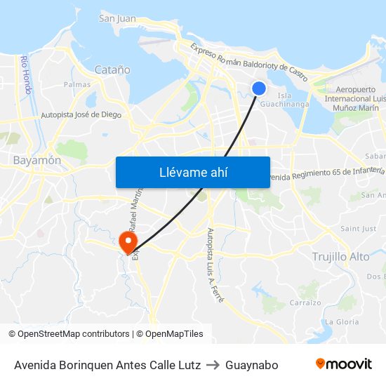 Avenida Borinquen Antes Calle Lutz to Guaynabo map