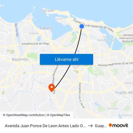 Avenida Juan Ponce De Leon Antes Lado Opuesto Avenida De Diego to Guaynabo map