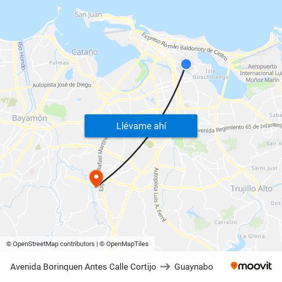 Avenida Borinquen Antes Calle Cortijo to Guaynabo map