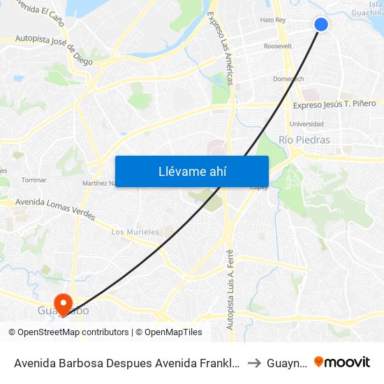 Avenida Barbosa Despues Avenida Franklin D. Roosvelt to Guaynabo map