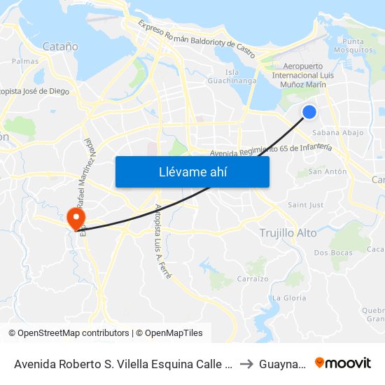 Avenida Roberto S. Vilella Esquina Calle 259 to Guaynabo map