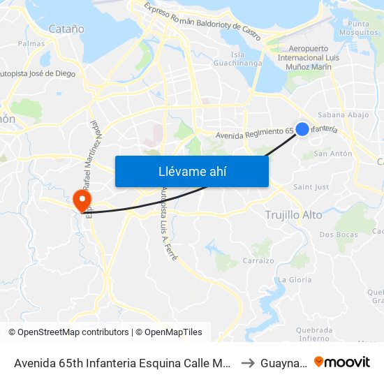 Avenida 65th Infanteria Esquina Calle Modesta to Guaynabo map