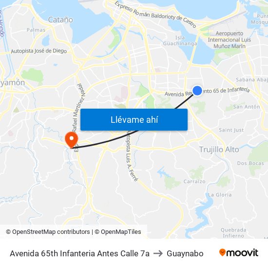 Avenida 65th Infanteria Antes Calle 7a to Guaynabo map