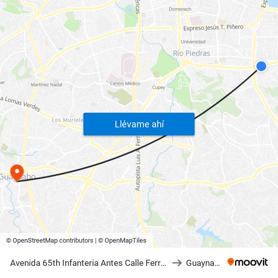 Avenida 65th Infanteria Antes Calle Ferrera to Guaynabo map