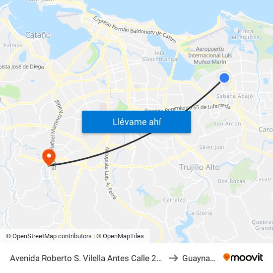 Avenida Roberto S. Vilella Antes Calle 246 to Guaynabo map
